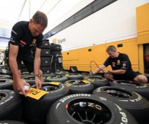 пазл Механический F1, подготовка шины
